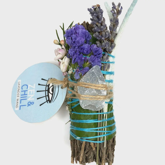 Zen & Chill Lavender Smudge Stick Wand + Celestite - 4"