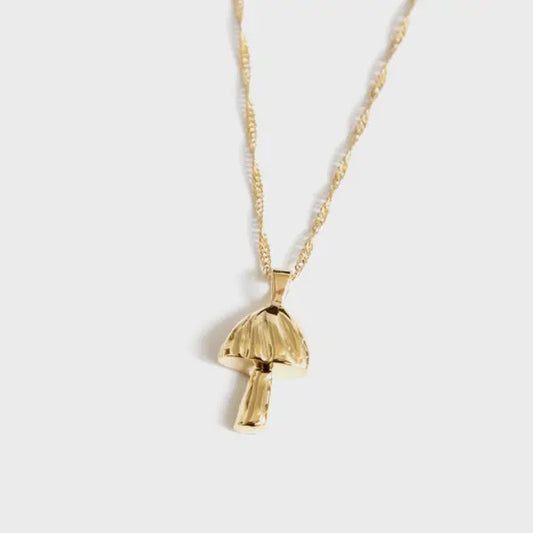 Gold Mushroom Charm Necklace
