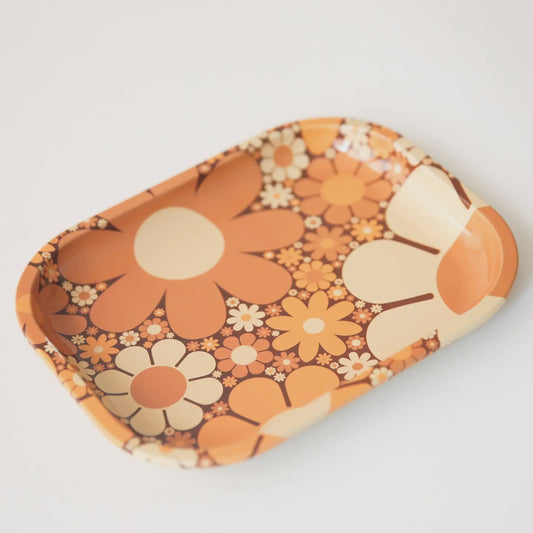 70's Floral Metal Tray
