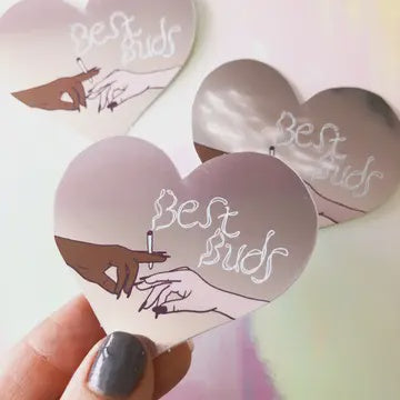 Best Buds Mirror Sticker Metallic