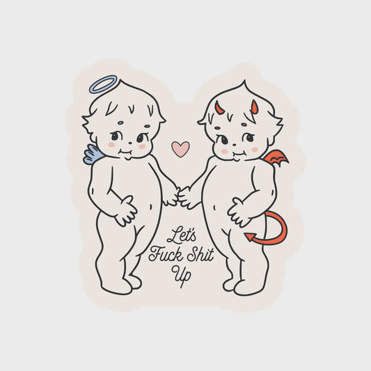 Angel Devil Cute Swear Vinyl Sticker