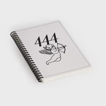Tiger Spirit Angel Number 444 BW Spiral Notebook