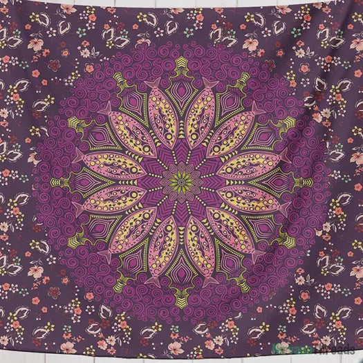 Purple Flower Mandala Tapestry