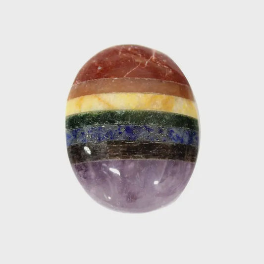 Crystal Seven Chakra Worry Stone Slab - Thumb & Palm Stone