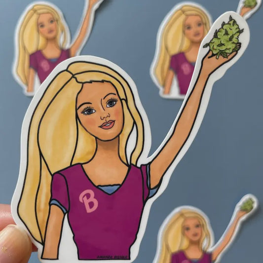Barbie Weed Marijuana Cannabis CBD Bud Flower Sticker