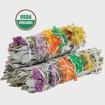 Good Vibes Floral White Sage Smudge Stick (4 in.)