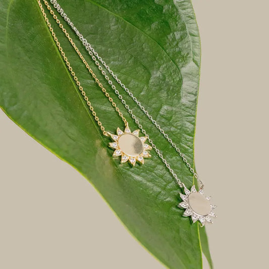 14K Ana Diamond Starburst Coin Pendant Necklace