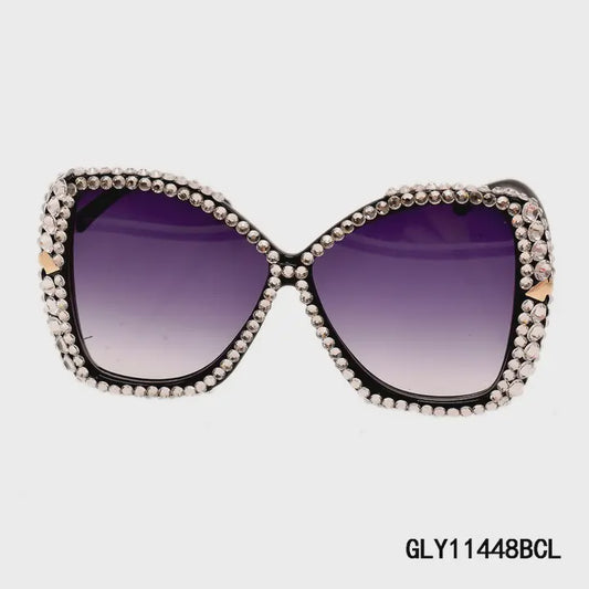 Sparkling Rhinestone Square Sunglasses