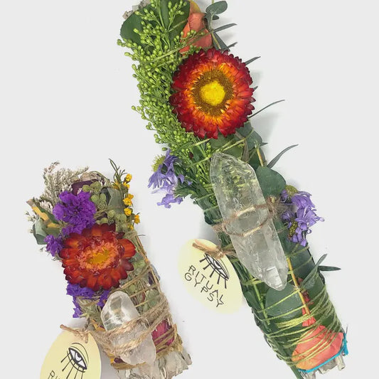 Ritual Wand + Clear Quartz White Sage Smudge Stick