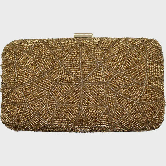 Egyptian Vintage Gold Beaded Hard Clutch