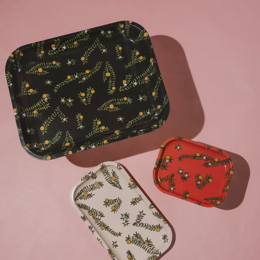 Black Orange Blossoms Large Tray