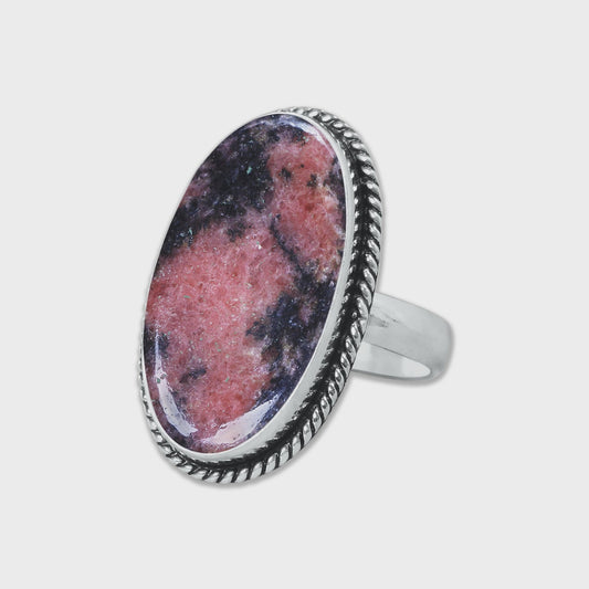 Rhodonite Silver Plated Ring
