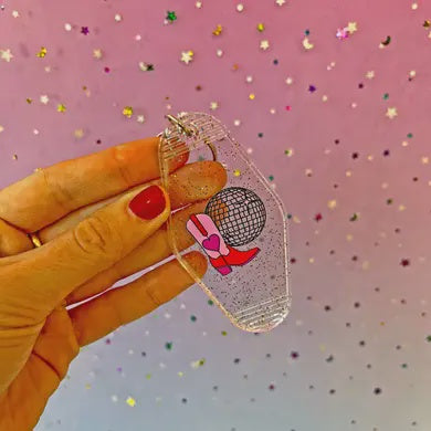 Disco Western Cowgirl Motel Keychain