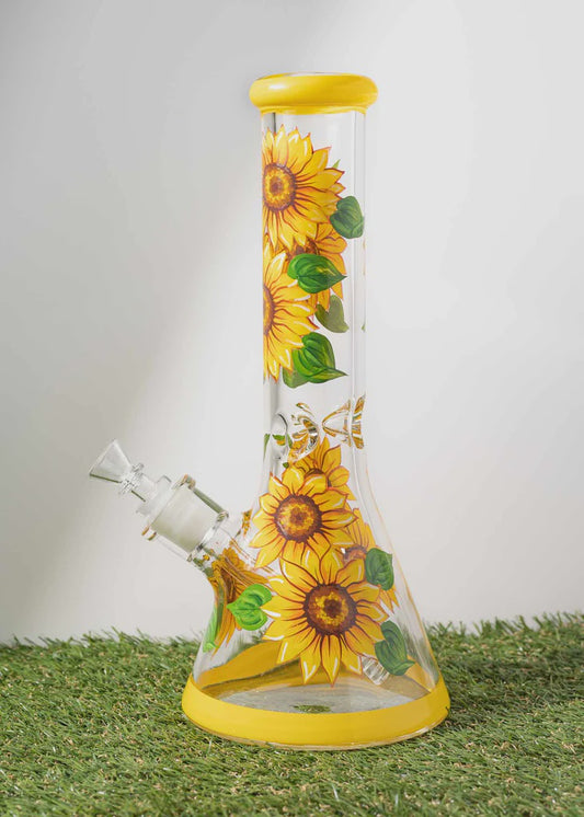Haindpainted Sunflower Bong