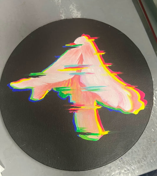 Round Pink Chromatic Mushroom Painting