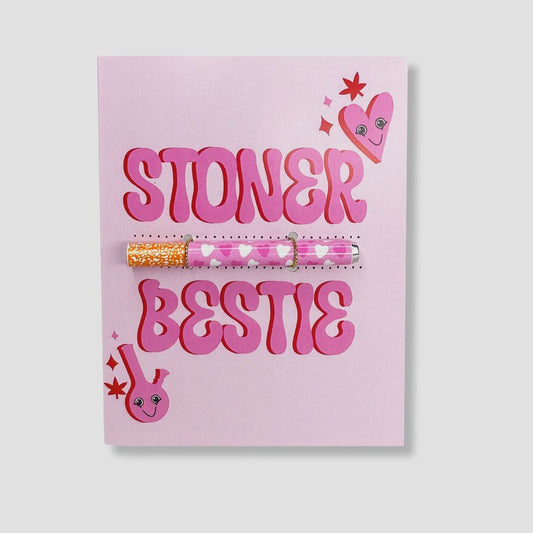 Stoner Bestie Greeting Card with One-Hitter Pipe