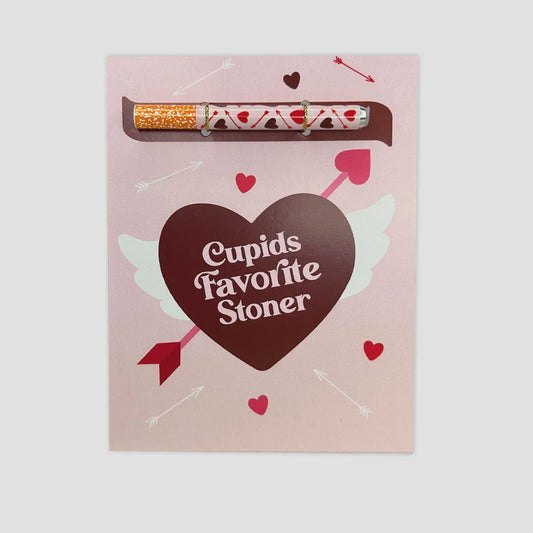 Cupid's Favorite Stoner Greeting Card with One-Hitter Pipe