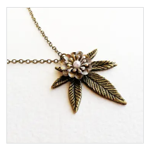 Bronze Pearl Flower Cannabis Weed Necklace