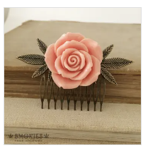 Rose Weed Comb - Bronze and Coral Cannabis 420