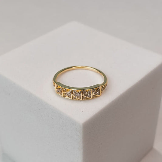 Golden Pyramid Band Ring