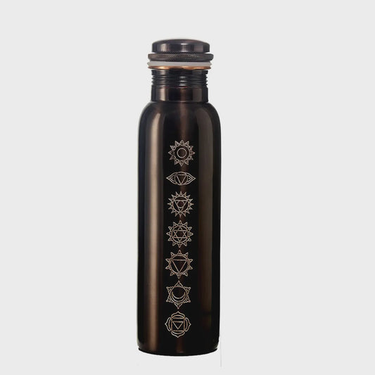 7 Chakras Engraved Antique Copper Water Bottle 950 Ml. 32oz