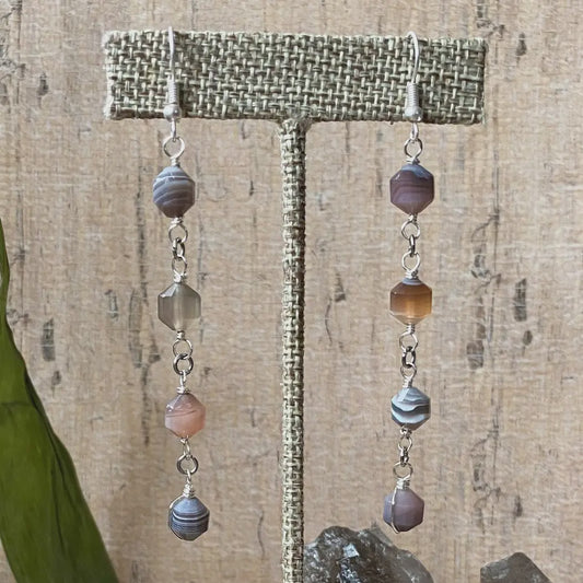 Botswana Agate Dangly Earrings