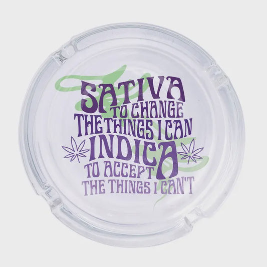 Sativa and Indica Glass Ashtray