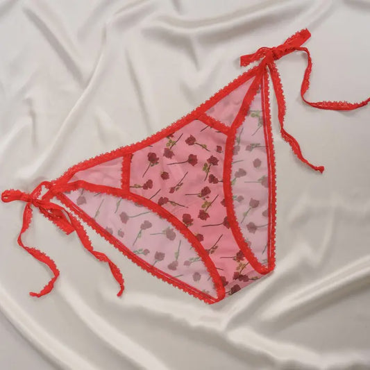 A Dozen Roses Printed Tie Side Bikini