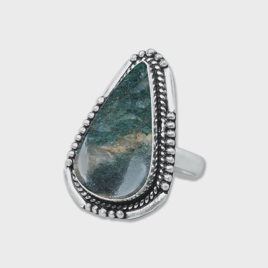Green Aventurine Silver Plated Ring