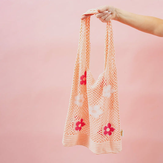 Floral Crochet Slouchy Shoulder Bag