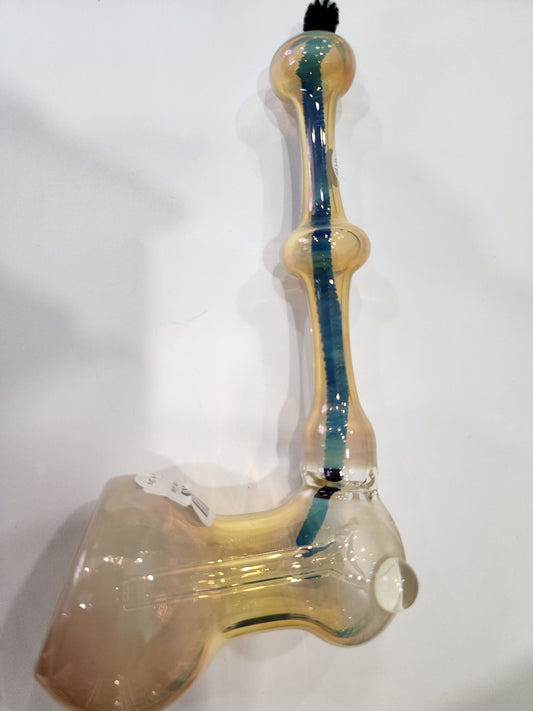 Chris Drags Glass silver fumed hammer bubbler