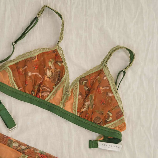Mushroom Fairy Printed Mesh Peekaboo Bralette