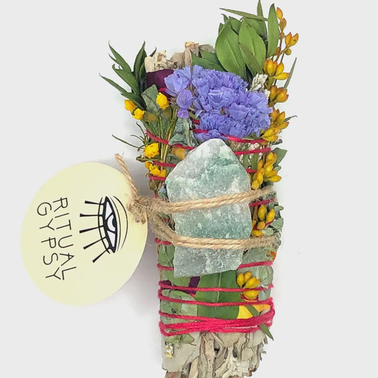 Ritual Wand + Aventurine White Sage Smudge Stick