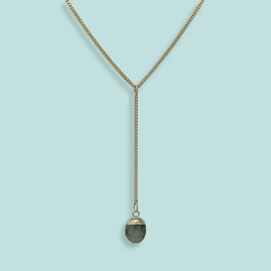 Faceted Labradorite Stone Y-Drop Necklace