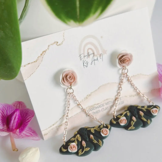 Rose Moth Clay Dangles