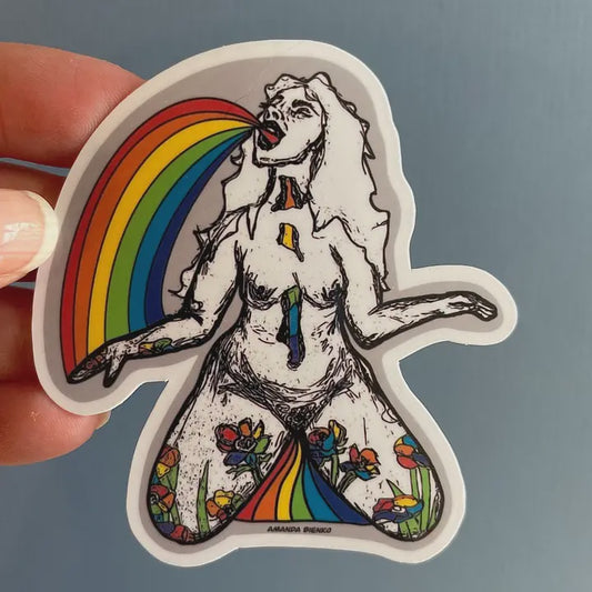 Rainbow Erotic Feminist Flower Pride Sticker