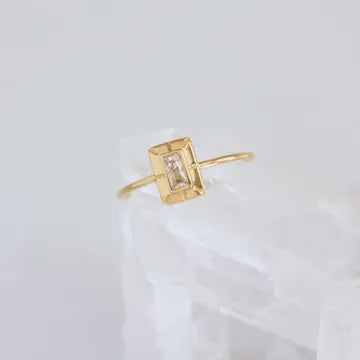 Cz Art Deco Ring - Waterproof, Hypoallergenic