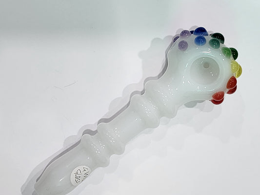 G Wiz white spoon w marias n rainbow dots