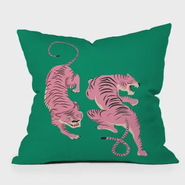ayeyokp The Chase Pink Tiger Edition Throw Pillow | 16"x16"