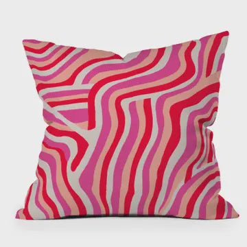 SunshineCanteen pink zebra stripes Throw Pillow | 16"x16"