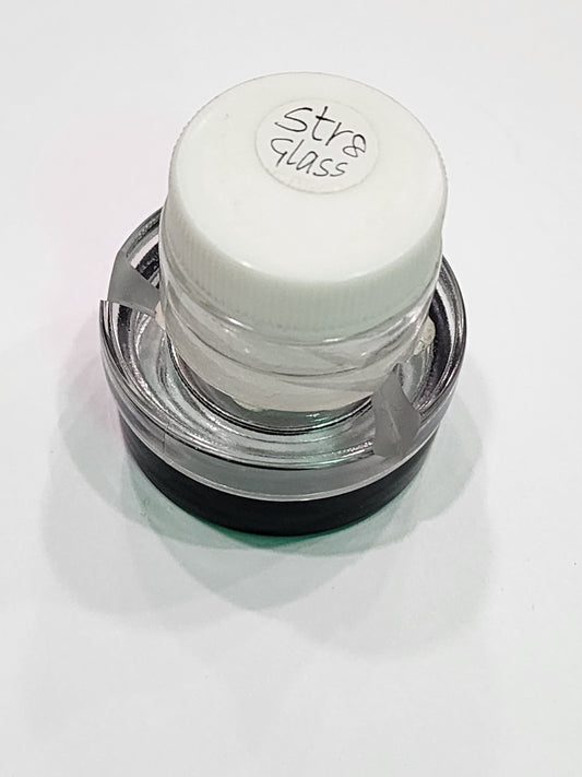 Str8 Glass jar w pearl spinner on bottom