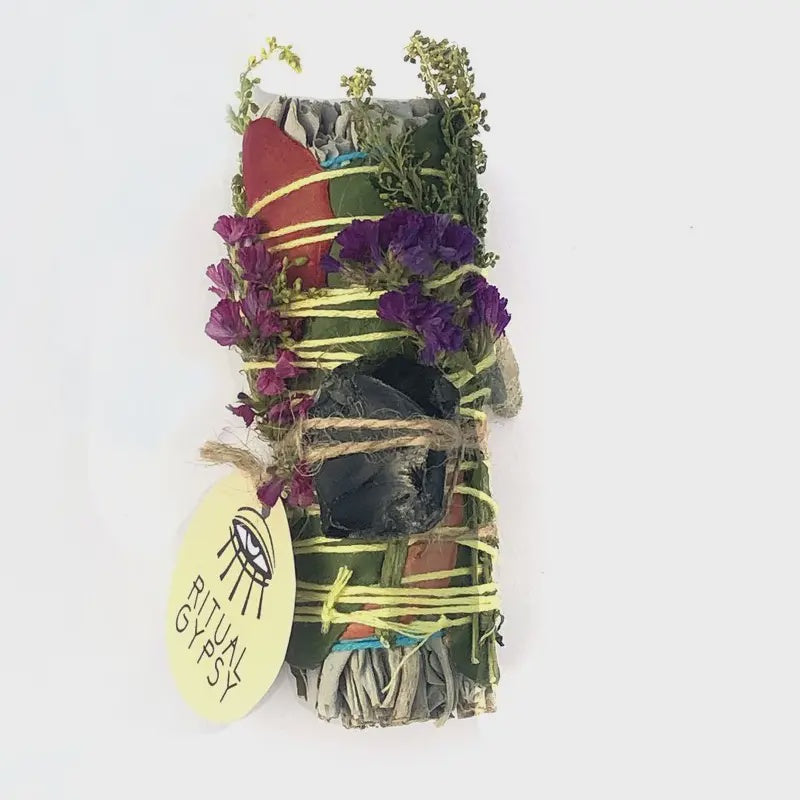 Ritual Wand + Obsidian White Sage Smudge Stick