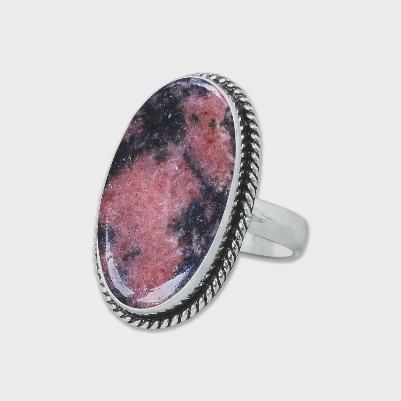 Rhodonite Silver Plated Ring
