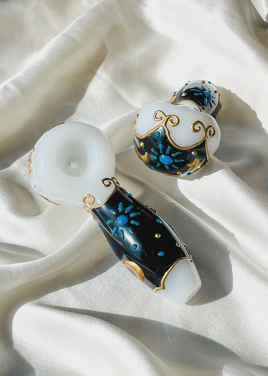 Handpainted Celestial Pipe (glow in the dark)
