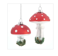 2.5"Glass Mushroom Ornament