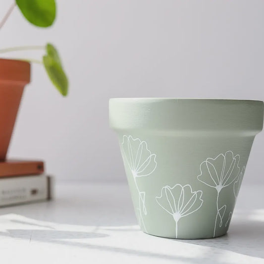 Sage Floral Pot
