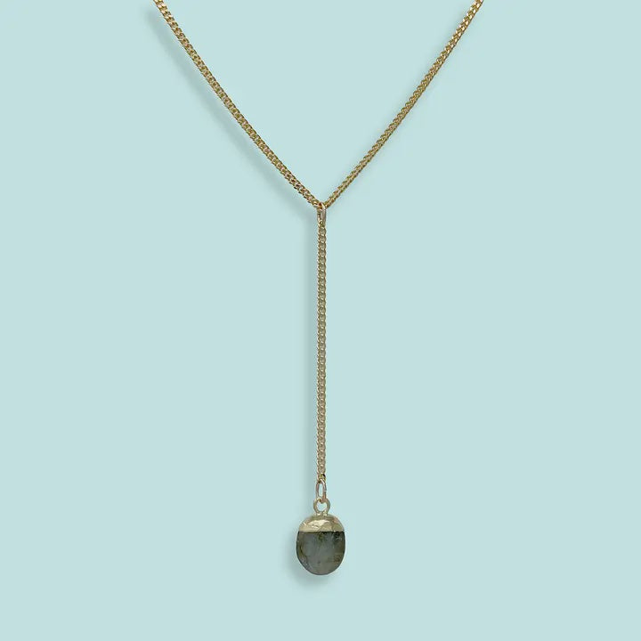 Faceted Labradorite Stone Y-Drop Necklace
