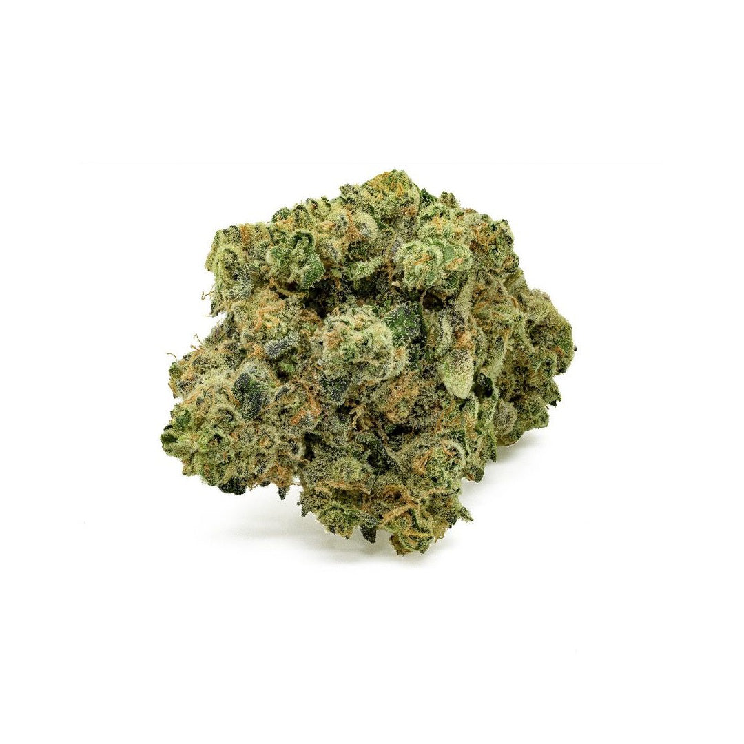Close-up of a cannabis bud on a white background