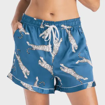 Hello Mello Beauty Sleep Satin Pajama Shorts / Sleep Easy Tiger